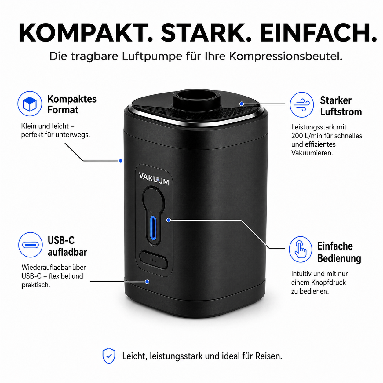 VaKuum™ Air Pumpe – Tragbar, USB-C